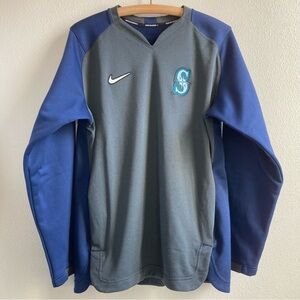 Nike Dri-fit Seattle Mariners Pullover Baseball Sweatshirt Blue Gray Size Medium